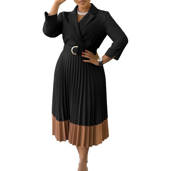 Women's Long Sleeve Blazer Dress Elegant Office Work Formal Casual - Picture 1 of 5